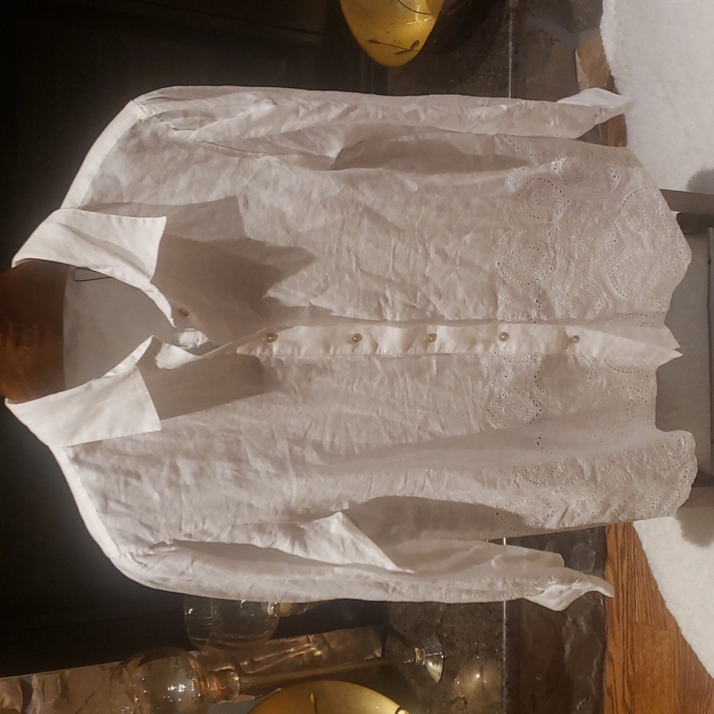Nwt Elie Tahari medium 100% linnen shirt with buttons Delicate Lace - Picture 3 of 13